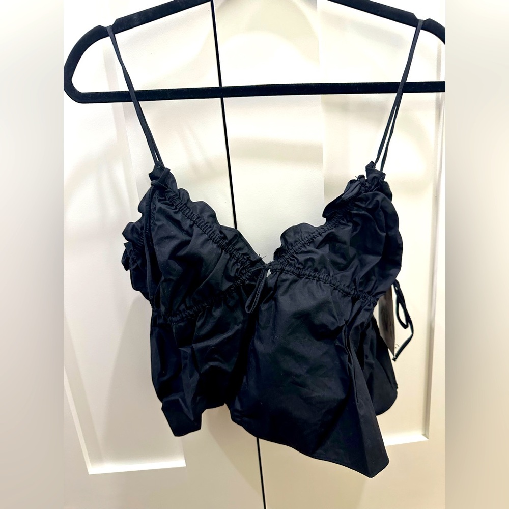 Zara Black Tank Crop Top Size Small